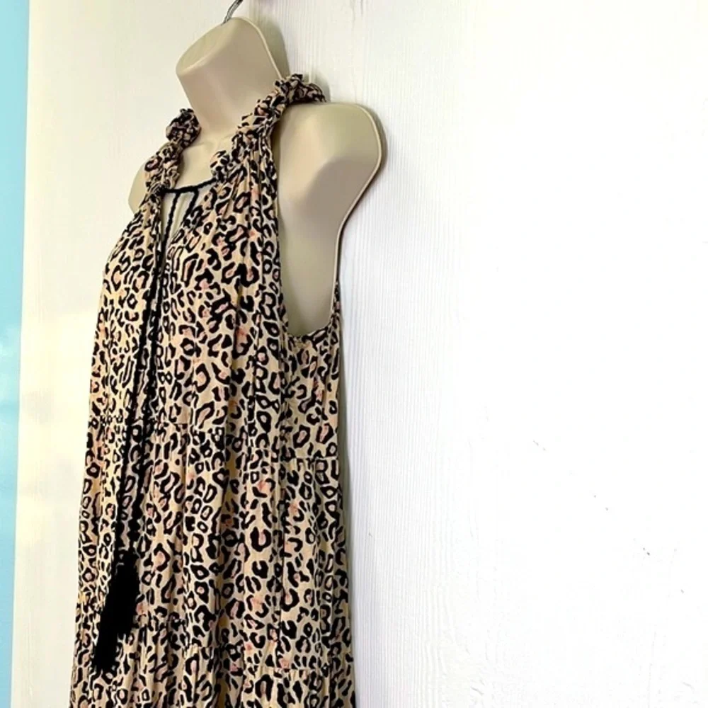Mudpie - Light Tan And Black Cheetah Sleeveless Maxi Dress Size Small - Picture 6 of 12